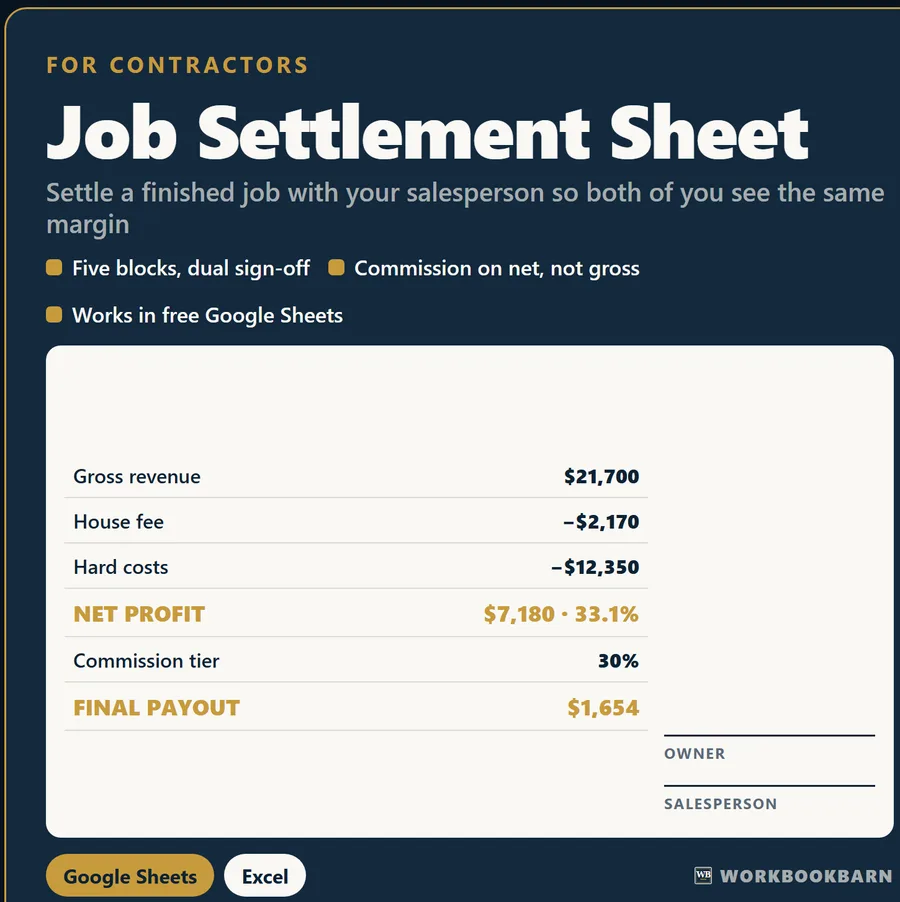 Job Settlement Sheet cover