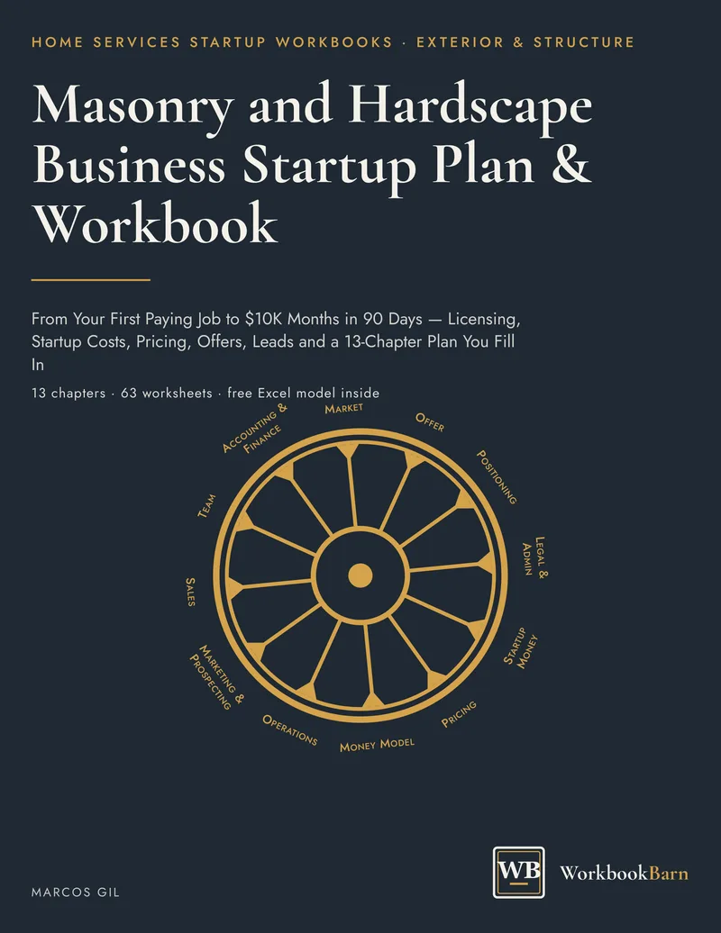 Masonry and Hardscape Business Startup Plan & Workbook cover